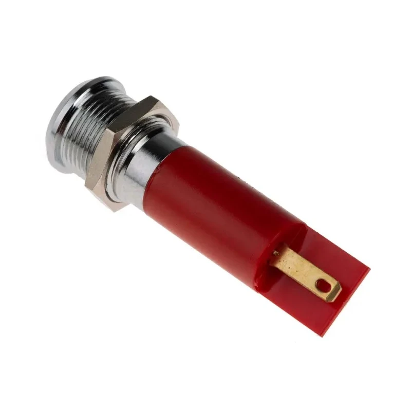 RS PRO Red Panel Mount Indicator 230V AC 3mA IP67 Prominent Silver Bezel IP67