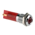 RS PRO Red Panel Mount Indicator 110V AC 6mA Solder Tab Termination IP67 Prominent Bezel Silver 204-495