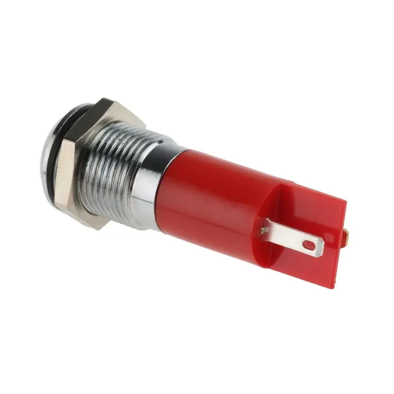 RS PRO Red Panel Mount Indicator 110V AC 6mA Solder Tab Termination IP67 Prominent Bezel Silver 204-495
