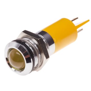 RS PRO Yellow Panel Mount Indicator 110V AC 6mA Solder Tab Termination IP67 Prominent Bezel 204-489