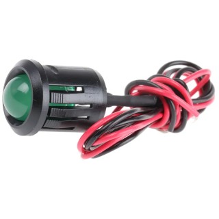 RS PRO Green Panel Mount Indicator 12V DC 20mA Lead Wire Termination Prominent Bezel 204-546