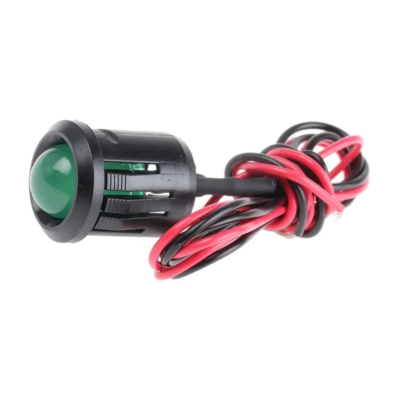 RS PRO Green Panel Mount Indicator 12V DC 20mA Lead Wire Termination Prominent Bezel 204-546
