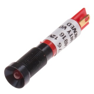 RS PRO Red Panel Mount Indicator 12V DC 20mA Solder Tab Termination Recessed Black Bezel 204-776