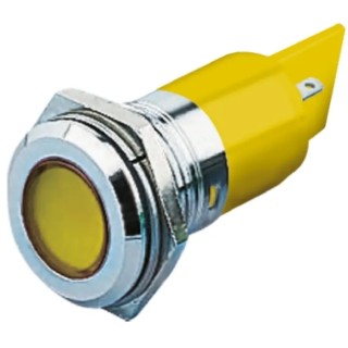 RS PRO Yellow Panel Mount Indicator, 24 V AC/DC, 20mA, Solder Tab Termination, Flush Bezel 204-855