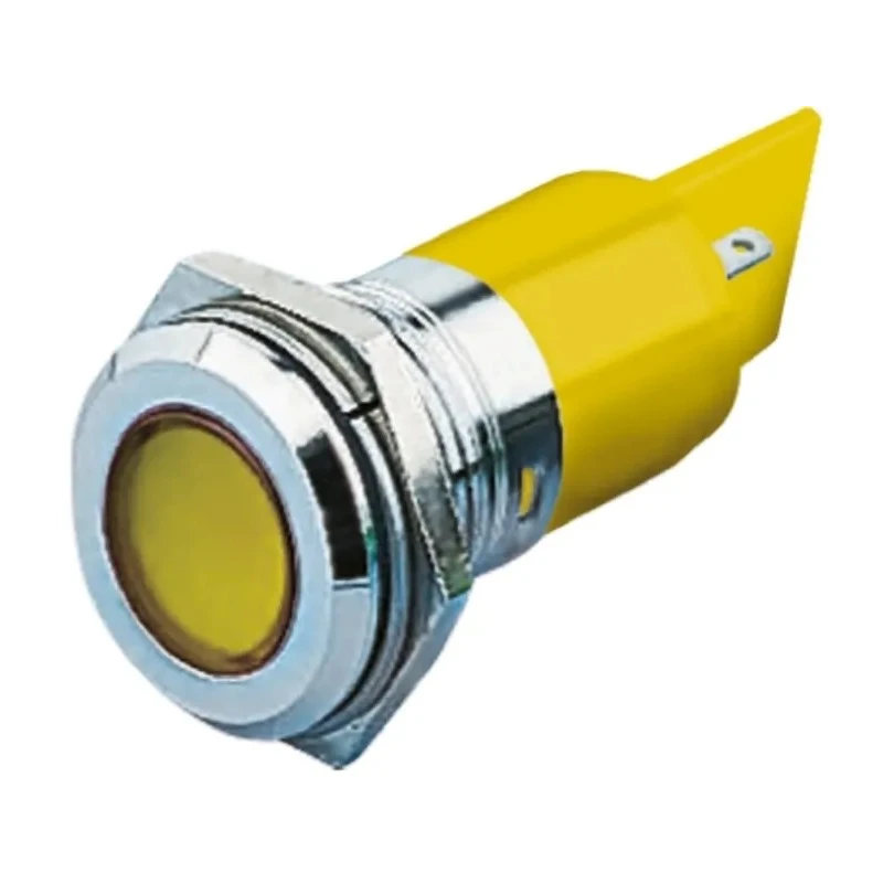 RS PRO Yellow Panel Mount Indicator, 24 V AC/DC, 20mA, Solder Tab Termination, Flush Bezel 204-855