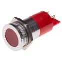 RS PRO Red Panel Mount Indicator Flush Bezel Silver 24 V AC/DC 20mA Solder Tab Termination 204-861