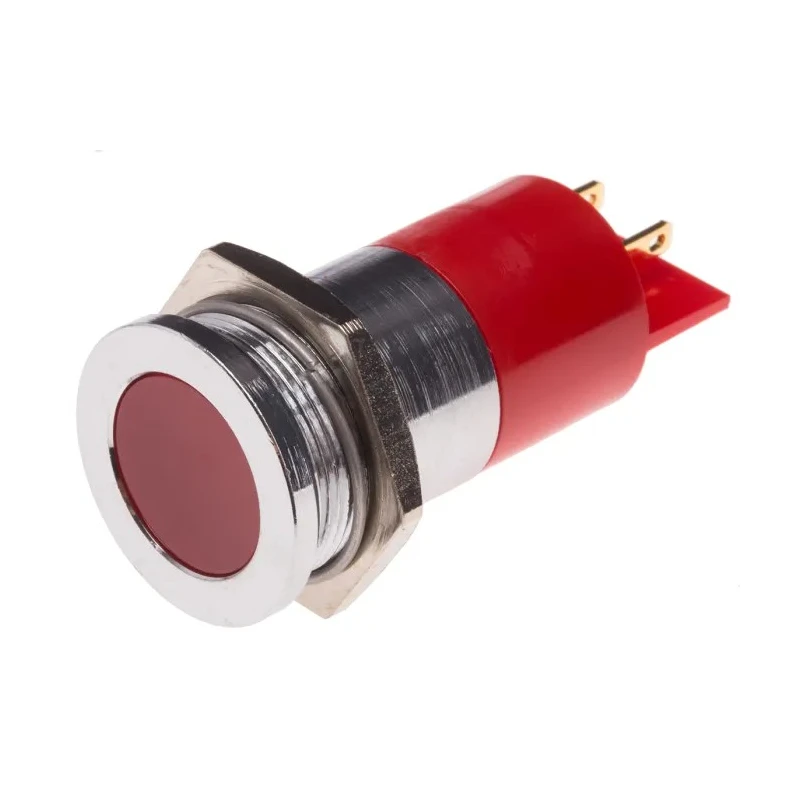RS PRO Red Panel Mount Indicator Flush Bezel Silver 24 V AC/DC 20mA Solder Tab Termination 204-861