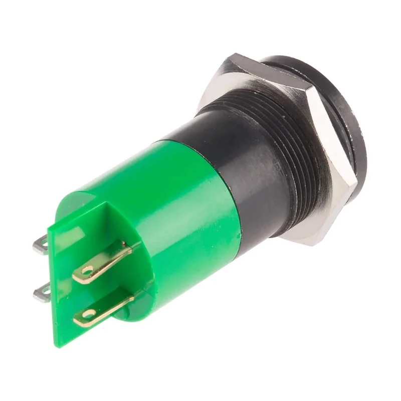 RS PRO Green Panel Mount Indicator 24 V AC/DC 20mA Solder Tab Flush Bezel 204-899