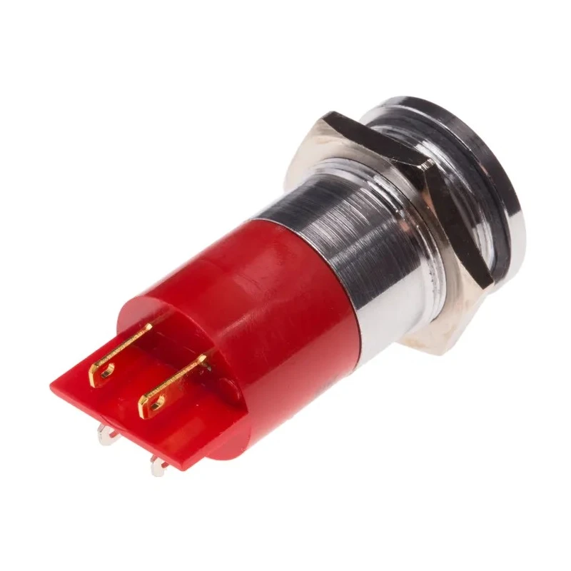 RS PRO Red Panel Mount Indicator Flush Bezel Silver 24 V AC/DC 20mA Solder Tab Termination 204-861