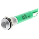 RS PRO Green Panel Mount Indicator, 24 V AC/DC, 20mA, Solder Tab Termination, IP67 Rated, Silver Bezel, 44mm Length 204-934