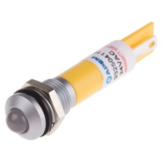 RS PRO Yellow Panel Mount Indicator, 24 V AC/DC, 20mA, Solder Tab Termination, IP67, Prominent Bezel 204-956