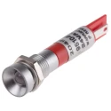 RS PRO Red Panel Mount Indicator 24 V AC/DC, 20mA, Solder Tab Termination, IP67 Recessed Silver Bezel 204-940