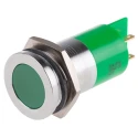 RS PRO Green Panel Mount Indicator, 12 V AC/DC, 20mA Current, Solder Tab Termination, Flush Silver Bezel 204-978