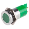 RS PRO Green Panel Mount Indicator, 12 V AC/DC, 20mA Current, Solder Tab Termination, Flush Silver Bezel 204-978