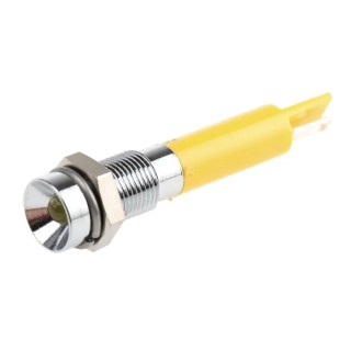 RS PRO Yellow Panel Mount Indicator 24V DC 20mA Solder Tab Termination Recessed Bezel 205-038