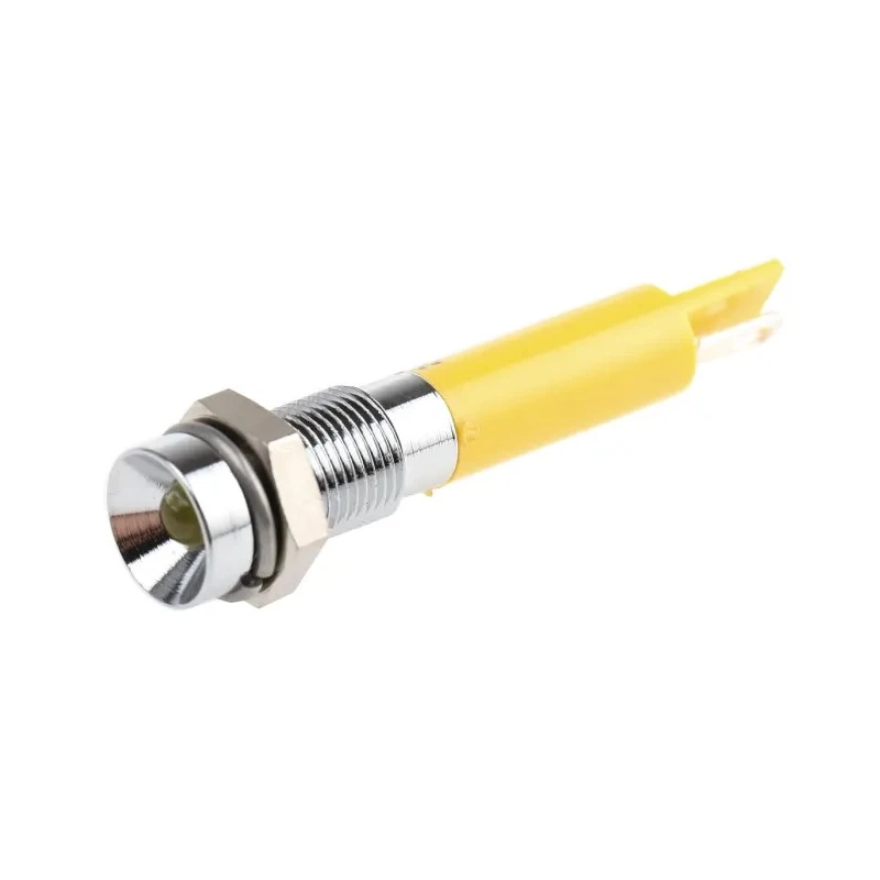 RS PRO Yellow Panel Mount Indicator 24V DC 20mA Solder Tab Termination Recessed Bezel 205-038
