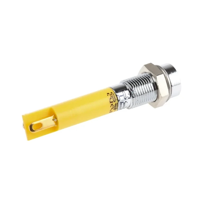 RS PRO Yellow Panel Mount Indicator 24V DC 20mA Solder Tab Termination Recessed Bezel 205-038