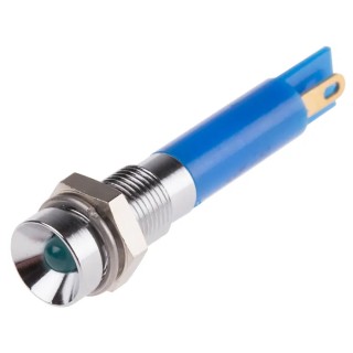 RS PRO Blue Panel Mount Indicator 24V DC 20mA Solder Tab Termination Recessed Bezel 205-044
