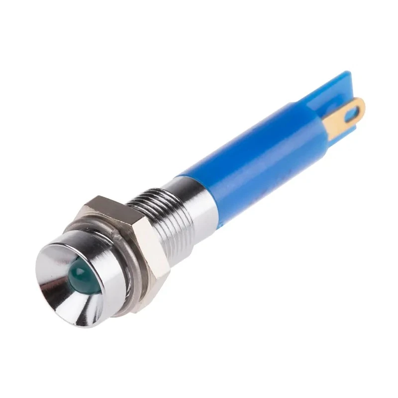 RS PRO Blue Panel Mount Indicator 24V DC 20mA Solder Tab Termination Recessed Bezel 205-044