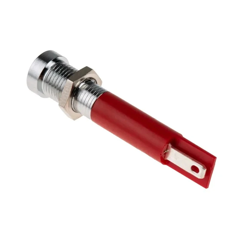 RS PRO Red Panel Mount Indicator 220V AC 3mA Recessed Bezel Silver 8mm Mount Hole 205-189