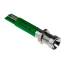 RS PRO Green Panel Mount Indicator 230V AC 3mA Recessed Silver Bezel 205-195