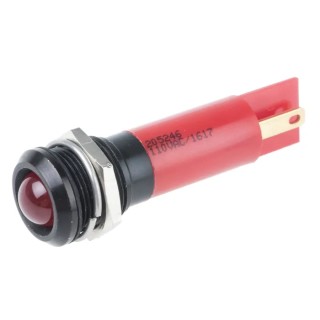 RS PRO Red Panel Mount Indicator, 130V AC, 6mA, IP67 Rated, Prominent Bezel IP67