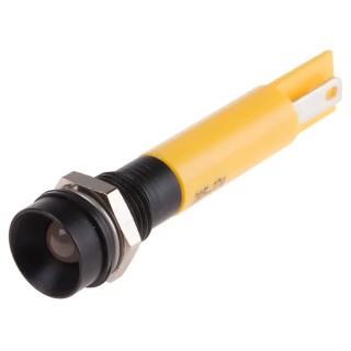 RS PRO Yellow Panel Mount Indicator 24 V AC/DC, 20mA, Solder Tab Termination, IP67, Recessed 205-274
