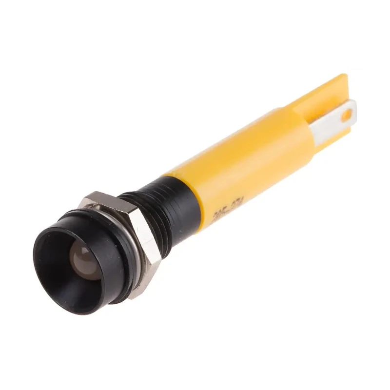 RS PRO Yellow Panel Mount Indicator 24 V AC/DC, 20mA, Solder Tab Termination, IP67, Recessed 205-274