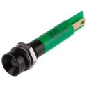 RS PRO Green Panel Mount Indicator 24 V AC/DC, 20mA, Solder Tab Termination, IP67 Recessed Bezel 205-280