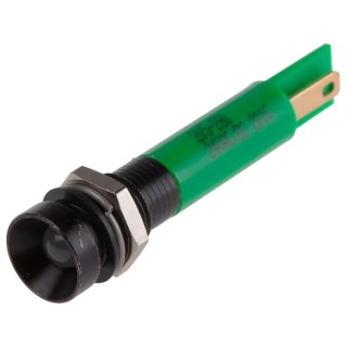 RS PRO Green Panel Mount Indicator 24 V AC/DC, 20mA, Solder Tab Termination, IP67 Recessed Bezel 205-280