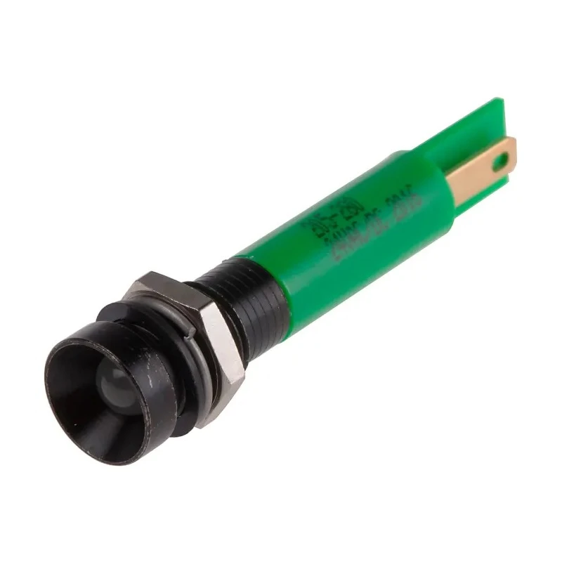 RS PRO Green Panel Mount Indicator 24 V AC/DC, 20mA, Solder Tab Termination, IP67 Recessed Bezel 205-280