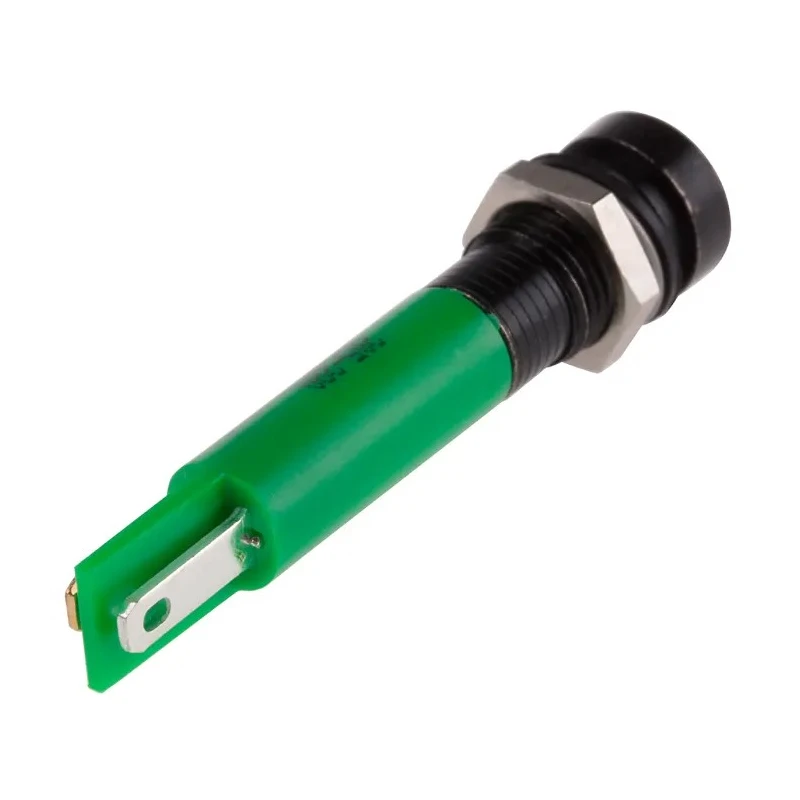 RS PRO Green Panel Mount Indicator 24 V AC/DC, 20mA, Solder Tab Termination, IP67 Recessed Bezel 205-280