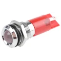 RS PRO Red Panel Mount Indicator 24 V AC DC 20mA Solder Tab Termination IP67 Silver Bezel 14mm Mount Hole 205-319