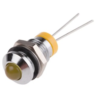 RS PRO Yellow Panel Mount Indicator 2V dc 20mA IP67 Prominent Bezel Silver 30.5mm 205-325