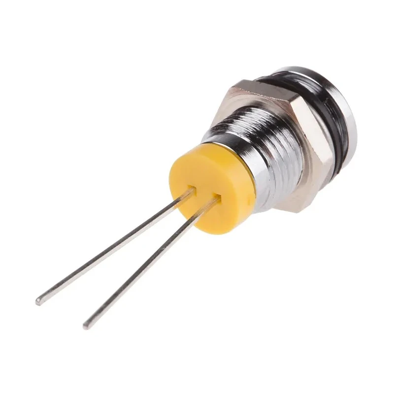 RS PRO Yellow Panel Mount Indicator 2V dc 20mA IP67 Prominent Bezel Silver 30.5mm 205-325