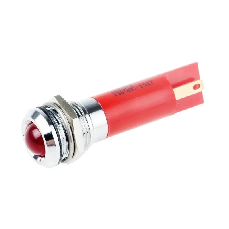 RS PRO Red Panel Mount Indicator, 130V AC, 6mA, IP67 Rated, Prominent Bezel IP67