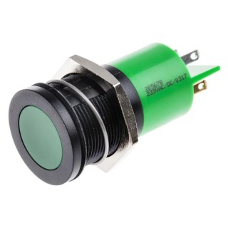 RS PRO Green Panel Mount Indicator 230V AC 3mA IP67 Flush Black Bezel 205-678