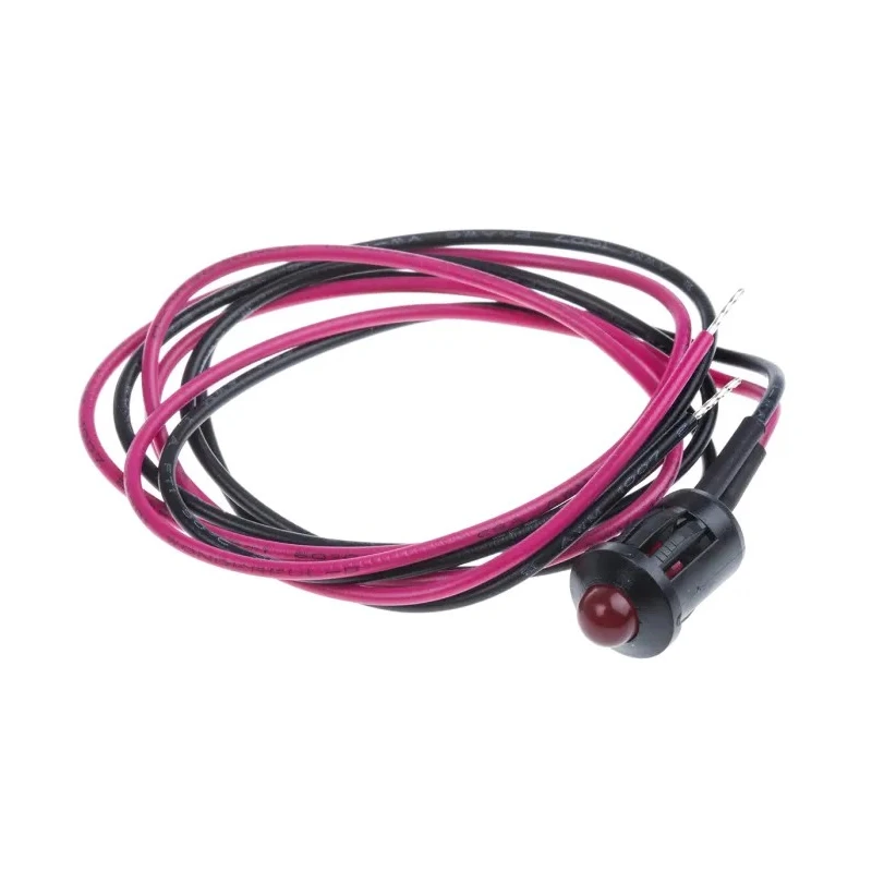 RS PRO Red Panel Mount Indicator 6V dc 16mA Lead Wire Termination Prominent Bezel 205-684