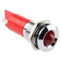 RS PRO Red Panel Mount Indicator 24 V AC/DC, 20mA, Silver Prominent Bezel, 16 mm Mount Hole Size 205-707