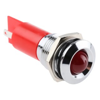 RS PRO Red Panel Mount Indicator 24 V AC/DC, 20mA, Silver Prominent Bezel, 16 mm Mount Hole Size 205-707