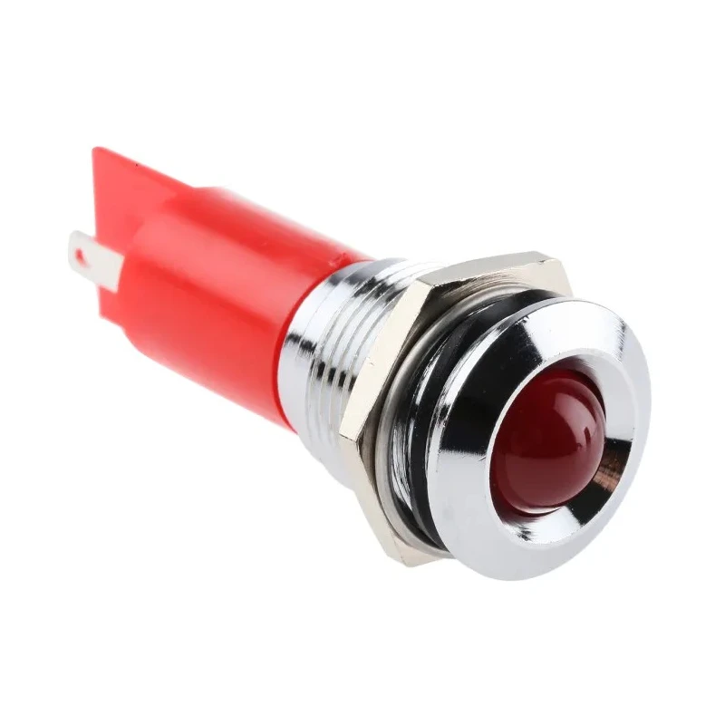 RS PRO Red Panel Mount Indicator 24 V AC/DC, 20mA, Silver Prominent Bezel, 16 mm Mount Hole Size 205-707