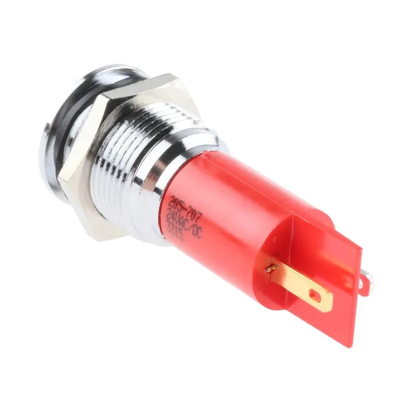RS PRO Red Panel Mount Indicator 24 V AC/DC, 20mA, Silver Prominent Bezel, 16 mm Mount Hole Size 205-707