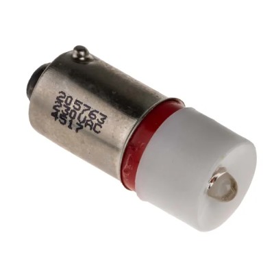 RS PRO Red Indicator Lamp Single Chip 230V AC BA9 Base 10mm Diameter 205-763