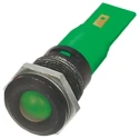 RS PRO Green Panel Mount Indicator 12 V AC DC 20mA Solder Tab Termination Prominent Bezel 205-729