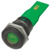 RS PRO Green Panel Mount Indicator 12 V AC DC 20mA Solder Tab Termination Prominent Bezel 205-729