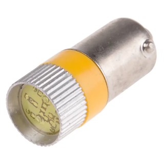 RS PRO Yellow Indicator Lamp Multichip, 28V DC, BA9 Base, 10mm Diameter 205-072