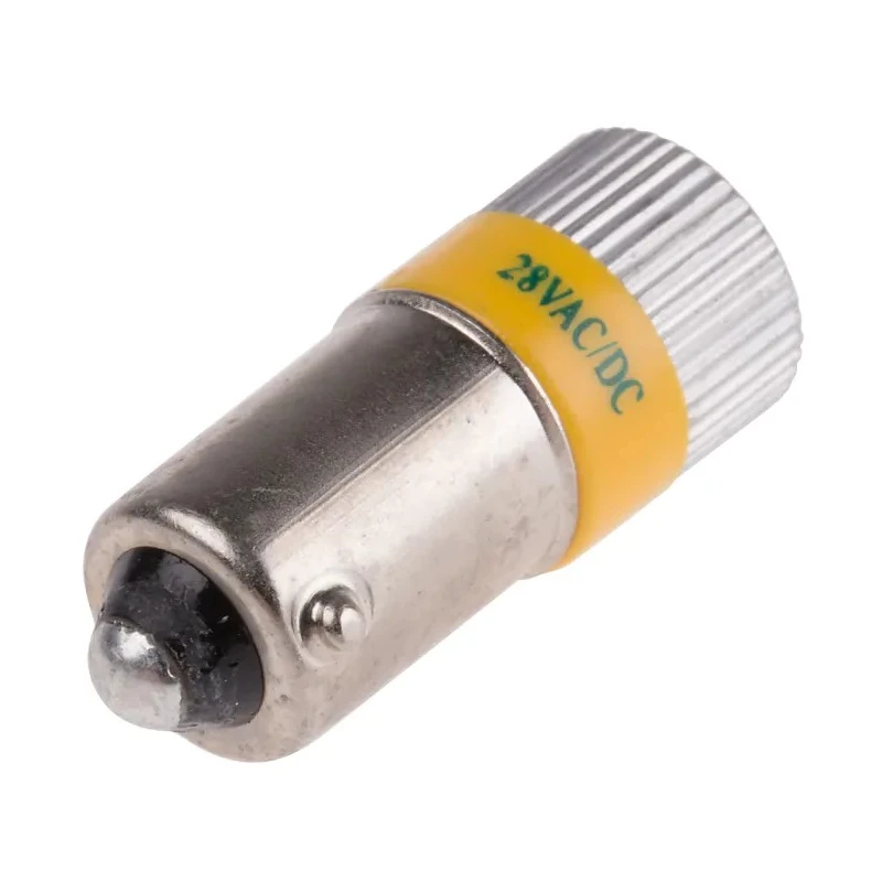 RS PRO Yellow Indicator Lamp Multichip, 28V DC, BA9 Base, 10mm Diameter 205-072
