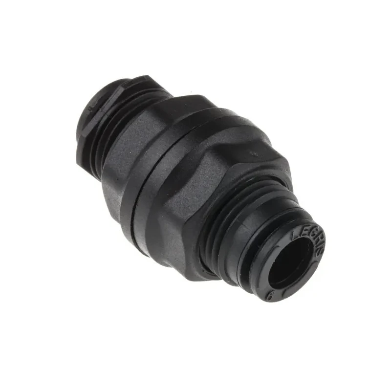 Legris Pneumatic Bulkhead Connector Series Male/Female, Push-in 6 mm Tube Connection, Technical Polymer, Nickel Finish LF3000