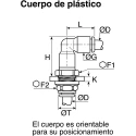 Legris Pneumatic Fitting LF3000 Series Male/Female Push-In 10mm Technical Polymer Nickel Finish LF3000