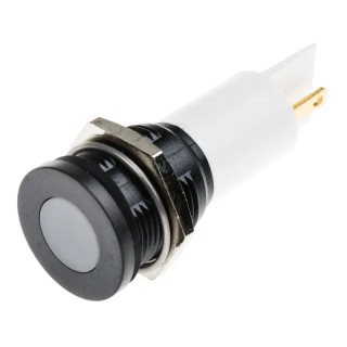 RS PRO White Panel Mount Indicator, 230V AC, 3mA Current, Solder Tab Termination, Flush Bezel, IP67 Rated 205-886